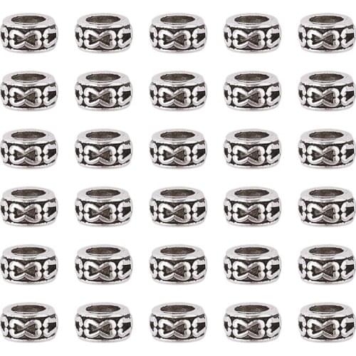 100pcs 7x3.5mm European Large Hole Beads Rondelle Silver Color for Making DIY Bracelet Necklace Jewelry Accessories Hole: 3.5mm