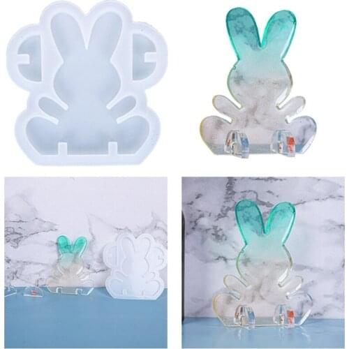 Easter Bunny Mold Non-Stick 3D Cute Rabbit Epoxy Resin Mold Silicone Soap Mould for Home Decoration DIY Crafts Handmade Tool