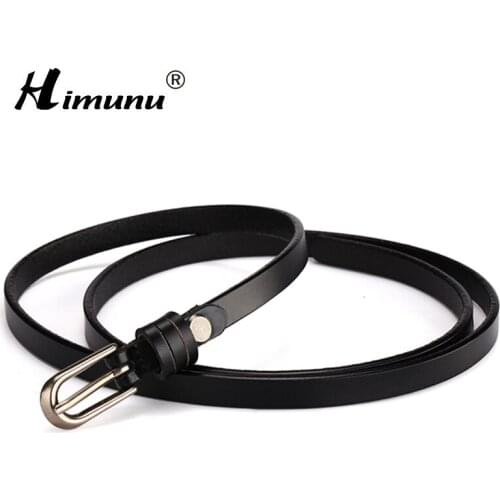 [Himunu] new Fashion Genuine Leather Belt for Women Pin Buckle Belts Cowskin Leather Female Belts Luxury Brand Thin Women Belts