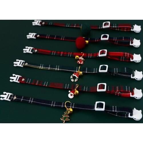 1PC Christmas Holiday Cat Collar Adjustable Neck Strap Puppy Kitten Chihuahua Collars With Pendant Pets Rabbit Necklace Supplies