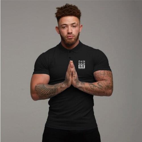 Brand Cotton Casual Fitness Fashion Polo Shirt Mens Short Sleeve Polo Shirts Bodybuilding New Clothing Trend Sport Polo Shirts