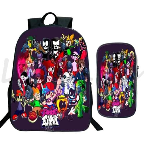 Friday Night Funkin Backpack Teens 2 Pcs Set School Bags Bookbags Pen Bags Girls Boys Travel Knapsack back to school Bagpack