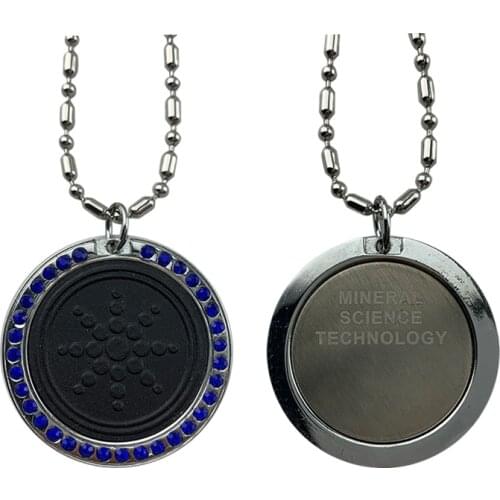 Blue Crystal Anti EMF Protection Quantum Energy Pendant Chain Necklace with Negative Ions Health Jewelry for Women Men