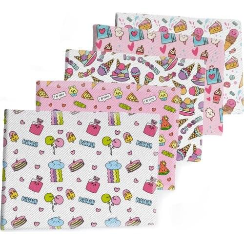 50*145CM Cute Ice Cream Cake Fabric Printed Polyester Cotton Twill Fabric Patchwor Printed