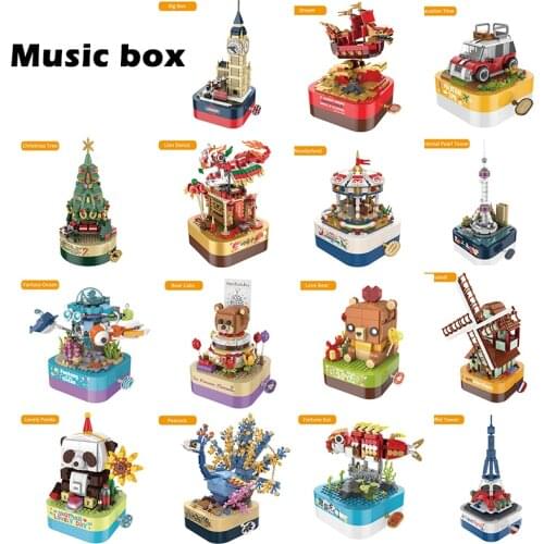 Thirteen Toys DIY Music Box Gifts Display Figure Building Blocks Bricks Toys Educational Kids MOC New Years Gift For Children