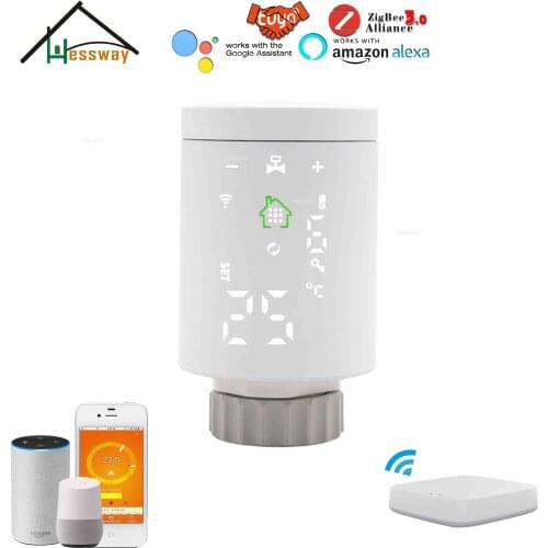 HESSWAY IVR tuya smart zigbee wireless water valve radiator thermostat for zigbee wifi gateway support