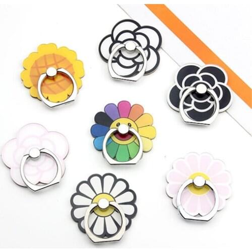 UVR Flower Clover Rose Finger Ring Smartphone Stand Holder Phone Holder Stand For iPhone Xiaomi Acrylic Reusable All Smart Phone