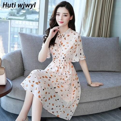 4XL Plus Size Summer Floral Chiffon Boho Casual Dress 2021 Vintage Korean Beach Midi Dress Women Elegant Bodycon Party Vestidos
