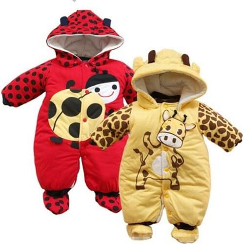 Winter autumn baby rompers One piece body-suit clothes Cotton thickened boys girls soft warm 3-12Months infant newborn Clothing
