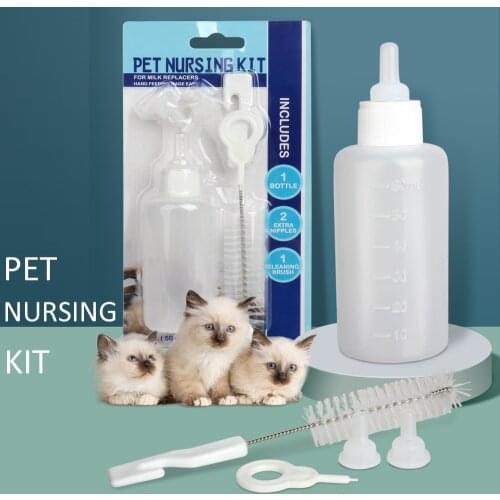 1 Kit Puppy Kitten Feeding Bottle Set Pet Dog Cat Bady Nursing Water Milk Feeder With Cleaning Brush Newborn Cat Drinking Bottle