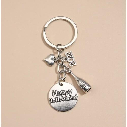 1PC Happy Retirement Gift Keychain Coworker Key Ring 2019 Cheers Present For Grandpa E2025