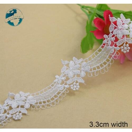 10yards 3.3cm white lace embroid lace sewing ribbon fabric guipure diy trims warp knitting DIY Garment Accessories#3669