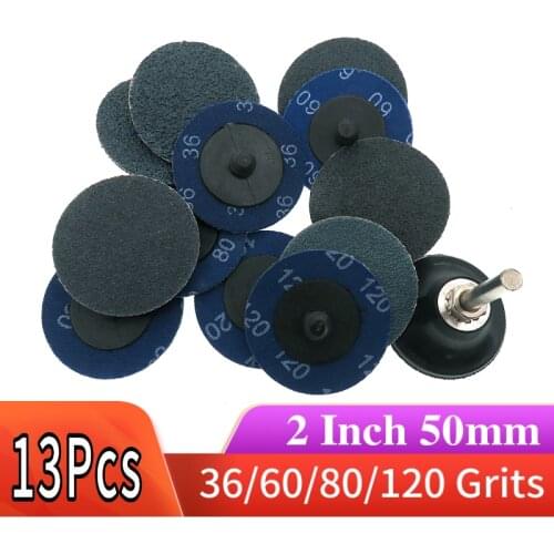 13Pcs Sanding Discs Set, 2 Inch Type R Roll Lock Discs Pads Sanding Roloc Abrasives for Grind Polish Finish Rust Paint Removal