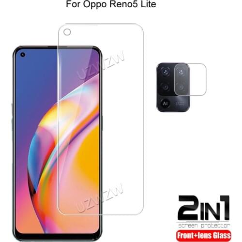 2 in 1 For Oppo Reno 5 Lite Camera Lens Film & Phone Screen Protector Protective HD Tempered Glass