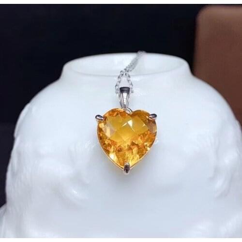 2021 newest classic yellow citrine gemstone pendant for necklace ornament real 925 silver birthday anniversary gift hot