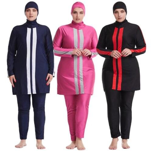 3pcs Bathing Suit with Long for Women Islamic Swimwear Burkini Mujer Maillots De Bains Musulmans Womens Swimwear 2021 Big Size