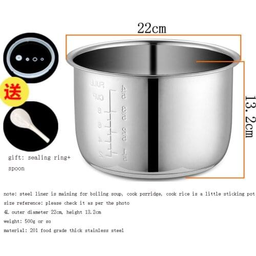 4L Electric pressure cooker liner inner bowls multicooker bowl stainless steel tank for cooking soup porridge