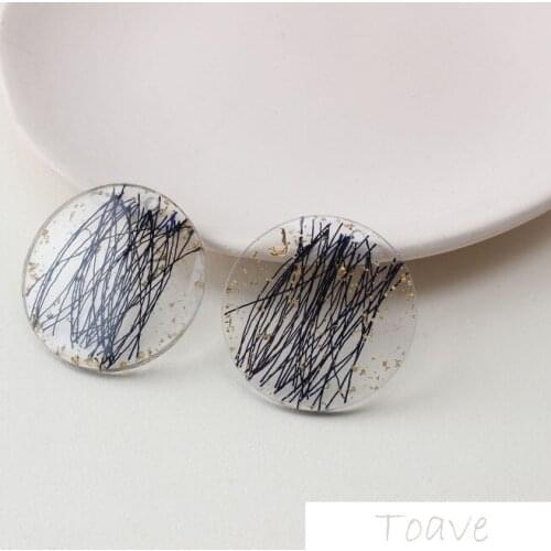 4pcs Large Disc Dark Blue Line Resin Platinum DIY Pendant Handmade Material Accessories
