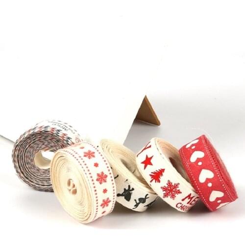 Cotton Ribbons 5 Yards/lot 10mm Cotton Ribbon Handmade Design Printed Ribbon For Wedding Christmas Decoration DIY Sewing Fabric
