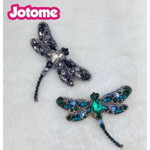 Promotion fashion jewelry Vintage Crystal Dragonfly Rhinestone Brooch /charm gold metal animal brooch pin for party