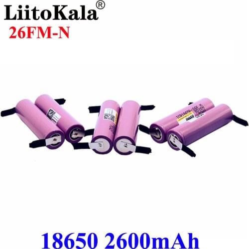 2pcs protected LiitoKala for 18650 2600mah battery icr18650-26fm original 3.7V rechargeable battery for flashlight
