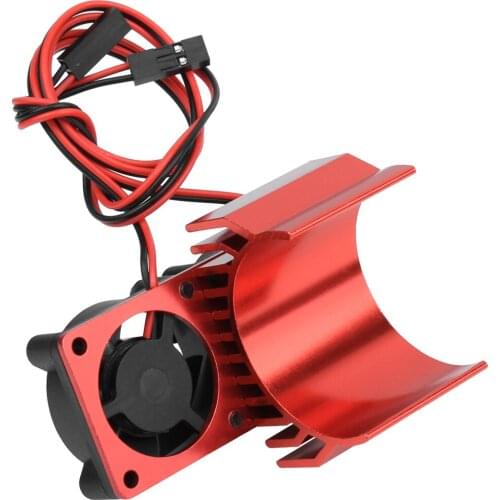 HobbyPark Aluminum Motor Heat Sink w/Cooling Twin Fans fit Brushless Engine Motor for 1/10 RC Car Truck Buggy Crawler (Red)