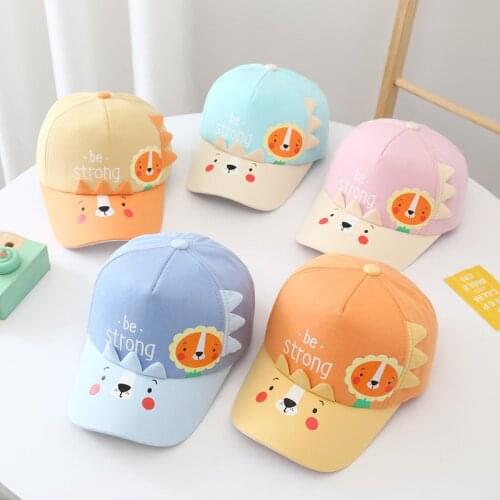 Spring Baby Kids Cap Cartoon Little Lion Cute Baseball Caps Color Matching Boys Girls Summer Children Outing Sunshade Hat 2-5Y