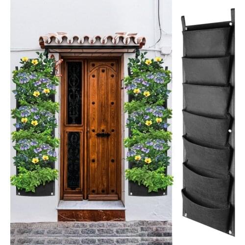 7 Pocket Bigger Hanging Vertical Garden Wall Planter Growing Bags For Yard Garden Home Decoration Flower Pots storage bag