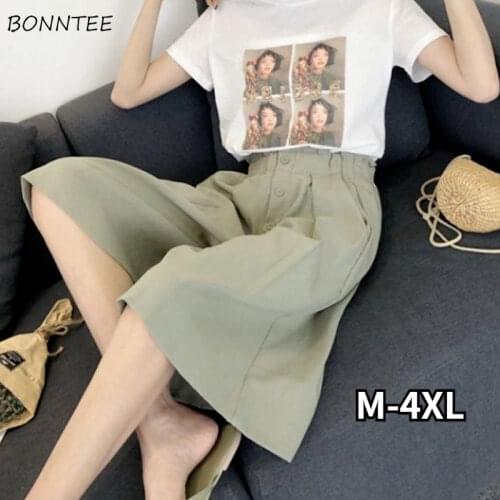 Pants Women Plus Size Baggy Solid High Waist Preppy Style Teens Basic Popular Trendy Streetwear Daily Summer New Ulzzang Cozy