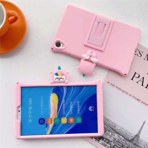 Kids Safe Case for Huawei MediaPad M3 10 8.0 Inch Silicone Rubber Dinosaur Tablet Cover for Huawei M3 Lite 10.1 8.4'' Strap Case