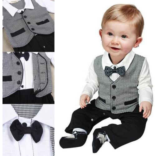 Childrens Boy Sets Cotton Gentleman Romper Jumpsuit Bodysuit Baby Boy Clothes Outfit 1-3T