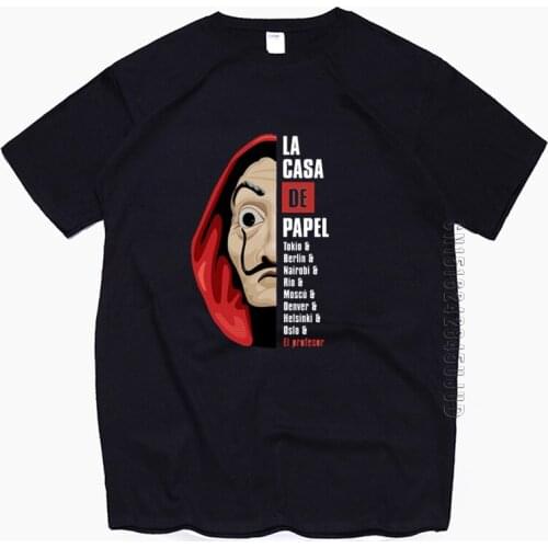 Mens La Casa De Papel Funny Print T Shirt Men Cartoon O Neck Cotton T Shirt Guys Unisex New Fashion Tshirt Graphic Tees