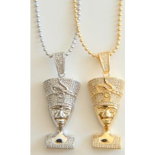 King Tutankhamun Real AAA cubic zircon Pendant & Chain White Gold colors hip hop fashion jewelry
