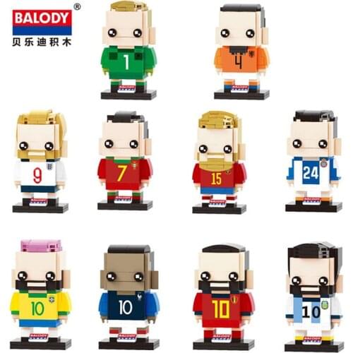 Classic Cartoon Football Player Doll Toy Brick DIY Anime Characters Football Star 3D Model Magic Building Block Childrens Toy