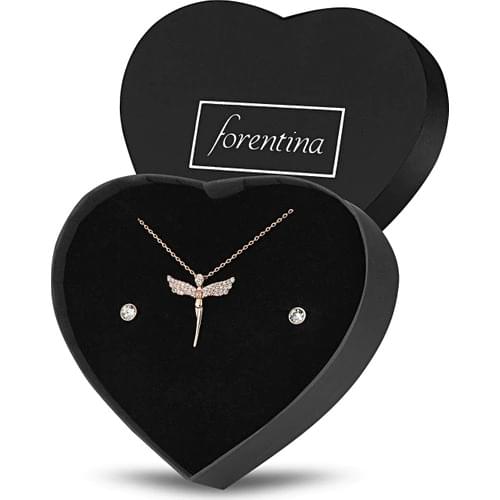 Forentina Rose Angel Necklace Earrings Set PS1305