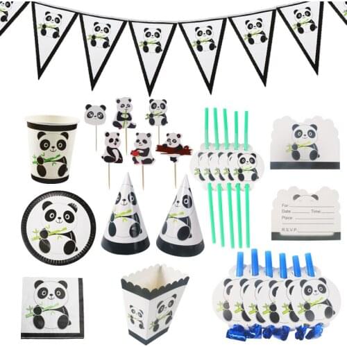 Cartoon Panda Theme Birthday Party Kids Disposable Tableware Cupcake Plate Cup Baby Shower Party cake baking Decorations Supplie