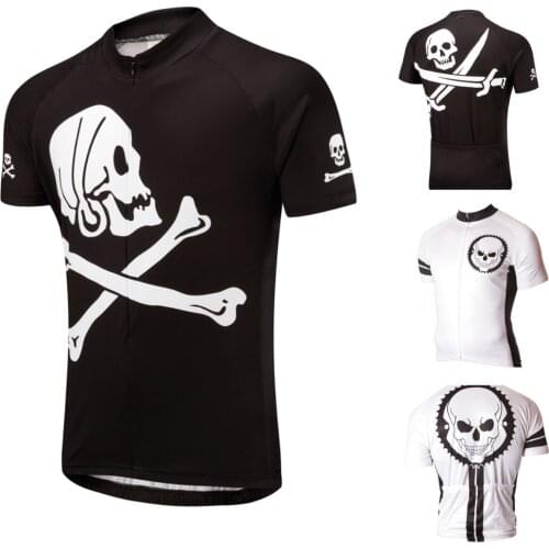 Mens White Skull Sublimation Printing Cycling Jersey 2019 Bike Wear Summer Men Bike Jersey Bicycle Shirt Quick Dry Ropa Ciclism