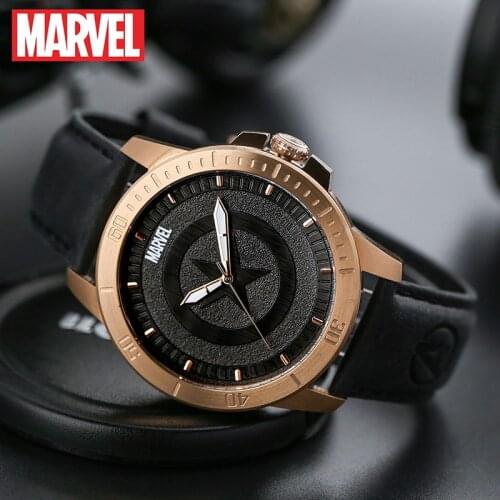 Disney Oofficial Marvel Avengers captain america shell men quartz Watches Leather strap Male Luxury M-9025 new Relogio Masculino