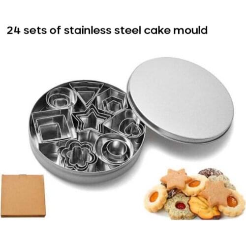 24pcs Set Biscuit Cookie Cutters Stainless Steel Baking Pastry Slicers Mold Fondant Frame Stamp Pastry Mould Kitchen DIY Tools