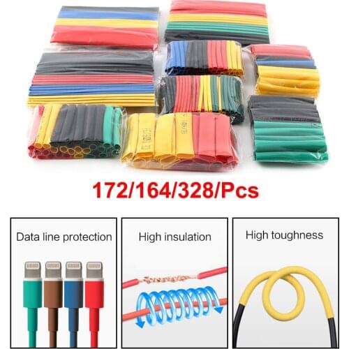 127/164/328/pcs/ Set Heat Shrink Tube Assorted Insulation Shrinkable Tube 2:1 Wire Cable Sleeve Kit