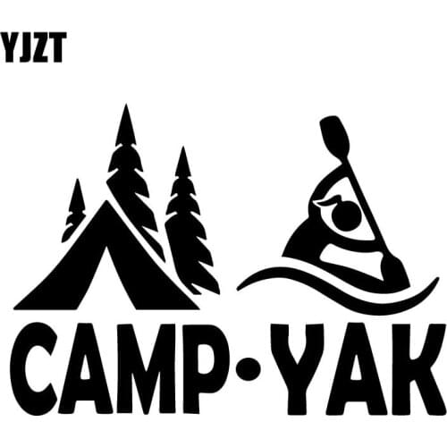 YJZT 17.1CM*12.2CM Camp Yak Girl Camper Kayak Pattern Car Sticker Body Of Car Decorate Vinyl Decal Black/Silver C31-0466