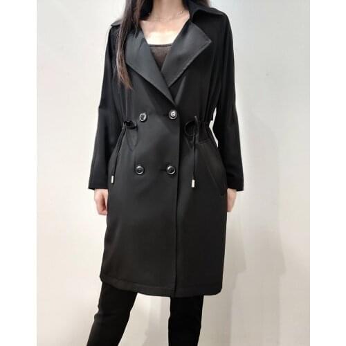 New Fall Loose Mid-length Anti-wrinkle Fabric Trench Coat for Women