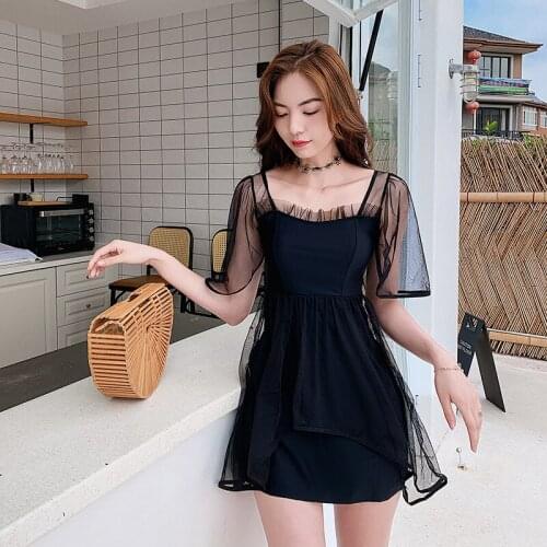 2021 New Womens Sexy Summer Bathing Suit Push Up One Piece Swimsuit Solid Korea Swimwear Swimsuit Skirt Swim Suit Dress