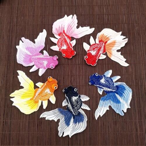New Ocean Patches Badges Carp Fish Embroidery Patches Iron on Badges Clothing Accessories Sewing Supplies Iron on Patches