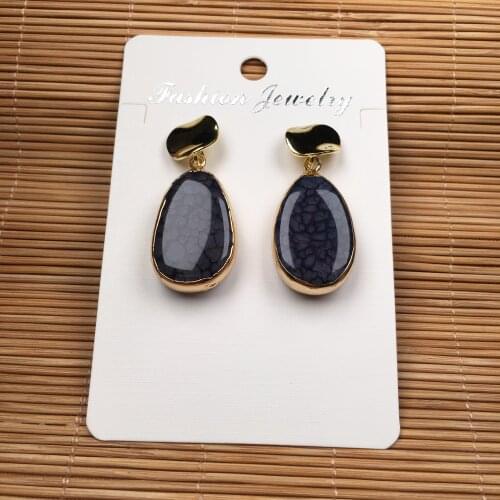 New Women Natural Water Drop Shape Agat Stone Earrings for Women 18x25mm