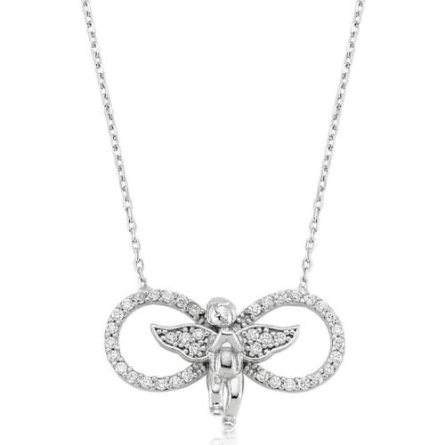 Real Silver 925 Jewelry Silver Infinity Angel Lady Necklace