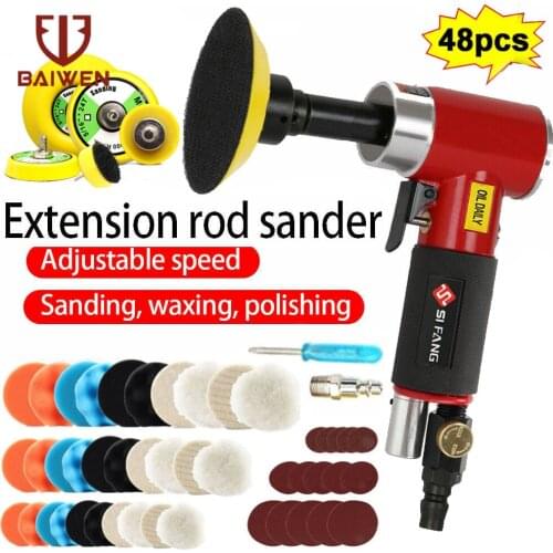 Long Version Air Sander Polisher Machine 2'' 3'' Mini Sanding polishing Kit Auto Body Surface Finish Tools 15,000RPM Free Speed