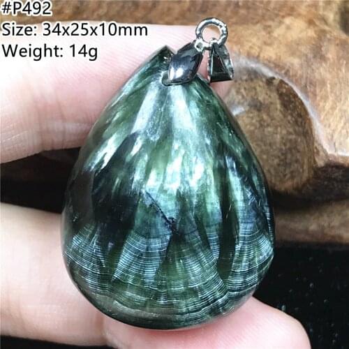 Top Natural Green Seraphinite Pendant For Woman Men Healing Gift Crystal Silver 34x25x10mm Beads Stone Gemstone Jewelry AAAAA
