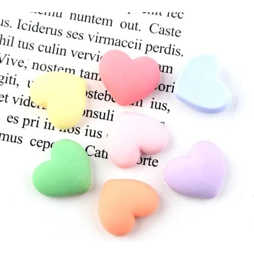 10pcs 13MM Mixed color DIY resin heart charms pendants kawaii flatback cabochon ornament craft decoration fashion jewelry making