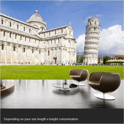 Custom large European style building Leaning Tower of Pisa scenery wallpaper wall paper 3D vinyl wallpaper for the living room